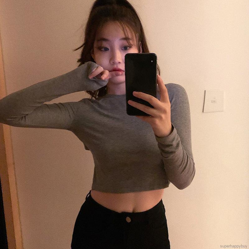 Áo Croptop Tay Dài Hở Lưng Quyến Rũ