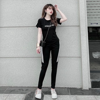 Đồ bộ thể thao nữ chạy viền,Bộ thun hàng cotton