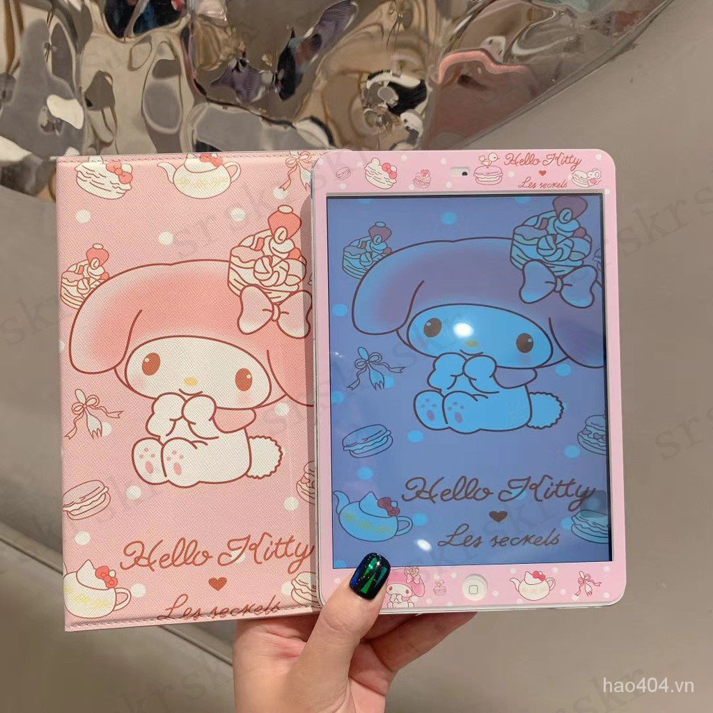 Bao da máy tính bảng nắp gập in hình Hello Kitty Melody hoạt hình cho ipad 5 6 7 9.7 10.2 10.5 Air2/3 Pro Mini1/2/3/4/5