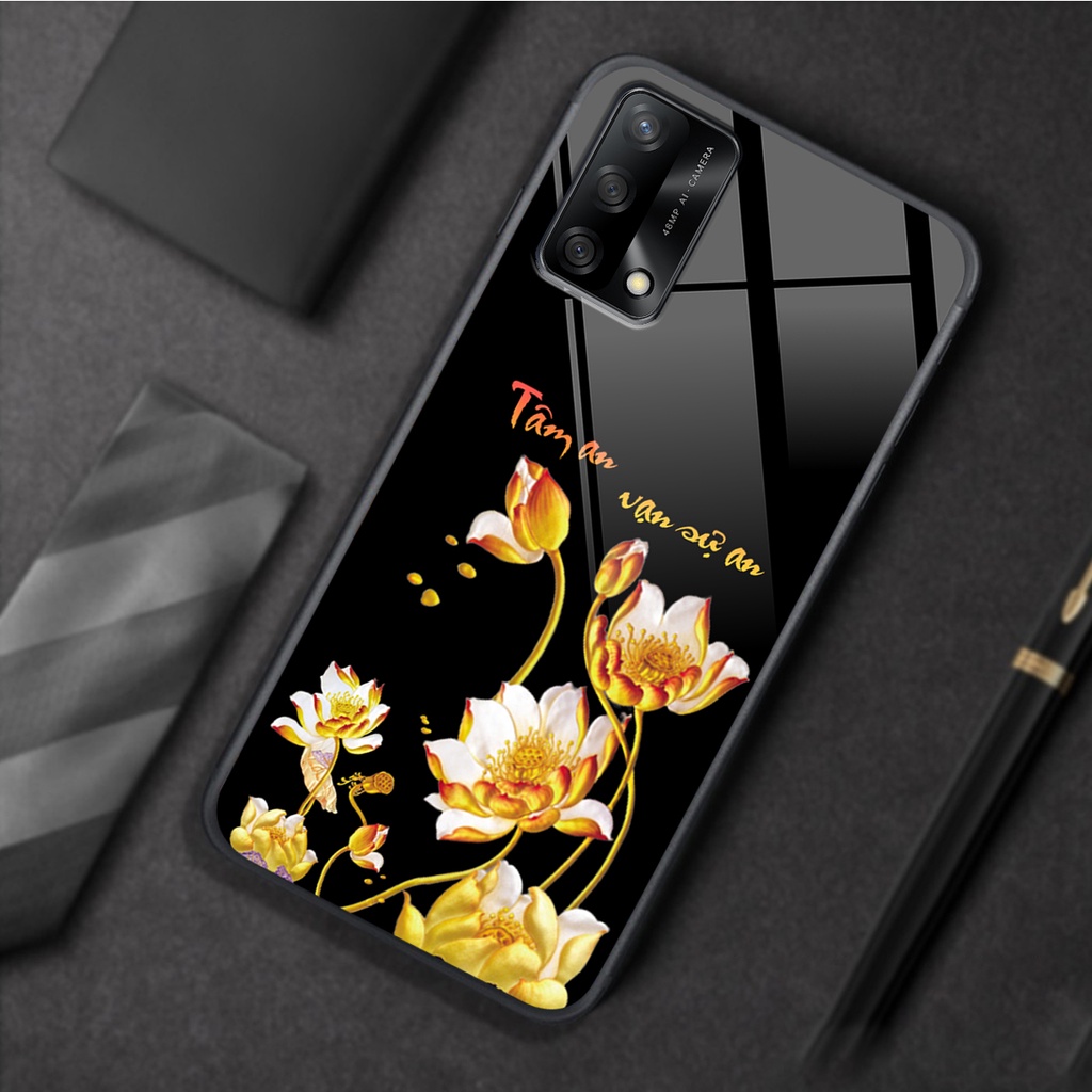 Ốp lưng KÍNH Oppo A74 / A95 in hình 3D TÀI LỘC-TÂM AN -MÃ ĐÁO