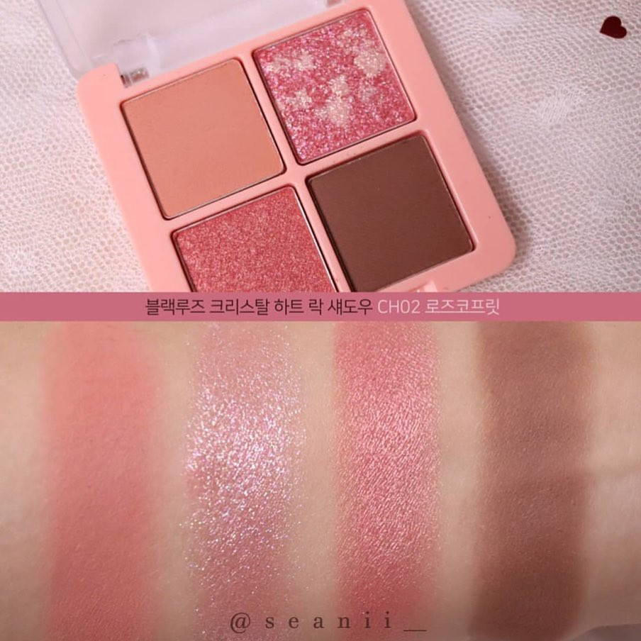 Phấn mắt 4 ô Black Rouge Crystal Heart Lock Shadow