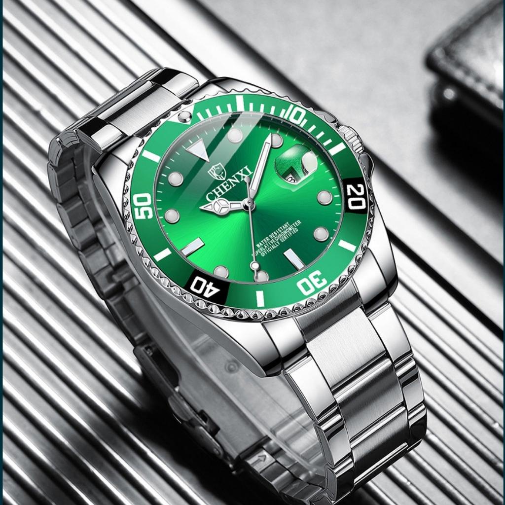 Đồng hồ nam CHENXI- CX085G, đồng hồ thời trang mặt xanh phong cách thợ lặn submariner | BigBuy360 - bigbuy360.vn