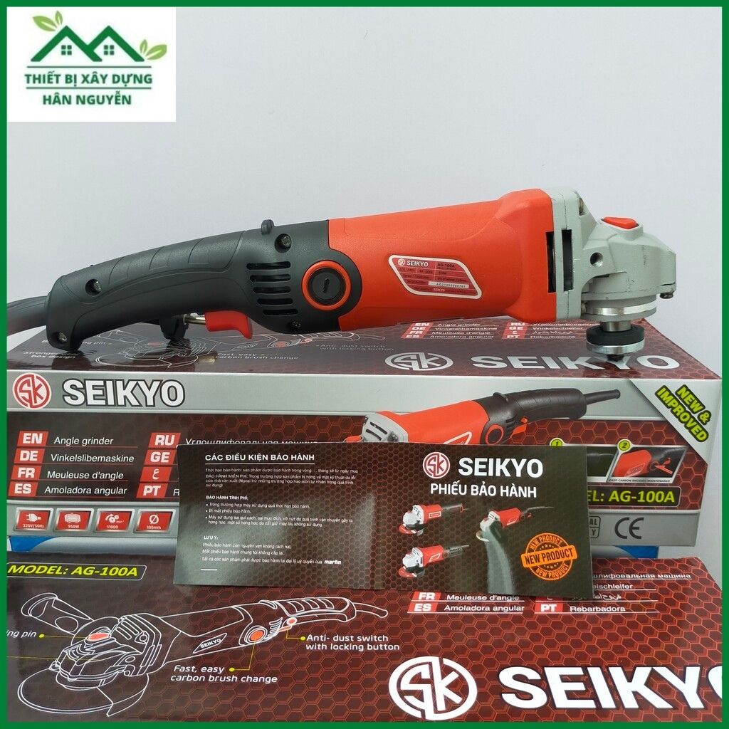 Máy cắt cầm tay Seikyo AG-100A,công tắc bóp lưỡi cắt 100mm,chuyên mài góc,cắt góc,sắt,gạch,gỗ