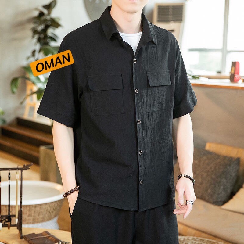 Áo sơ mi nam cộc tay có cổ, áo đũi nam cao cấp, thời trang OMAN SM33 | BigBuy360 - bigbuy360.vn
