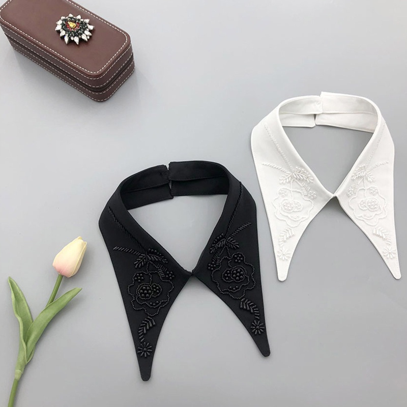 Cổ Áo Rời Thêu Hoa Hồng Đính Ngọc Trai Nhân Tạo Thời Trang