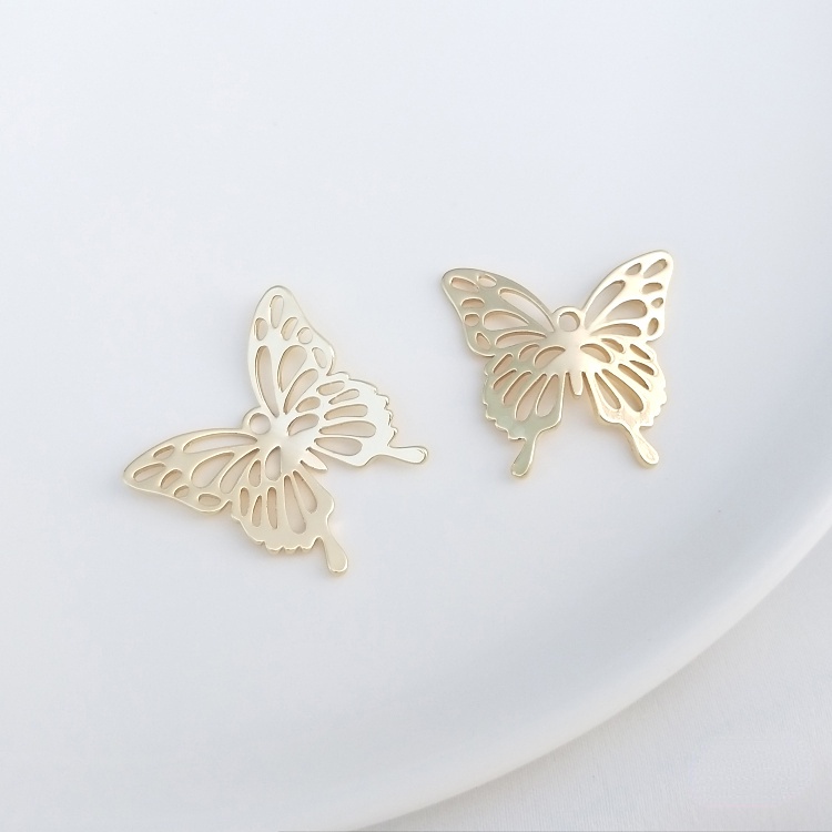 Mặt Dây Chuyền Bằng Đồng Mạ Vàng 14K diy Hình Bướm Nhiều Màu Sắc