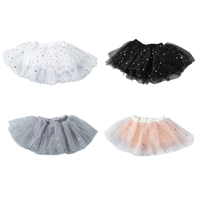 Mary☆Kids Girls Multi Layer Tutu Skirt Glitter Star Sequins Ballet Dance Fluffy Dress