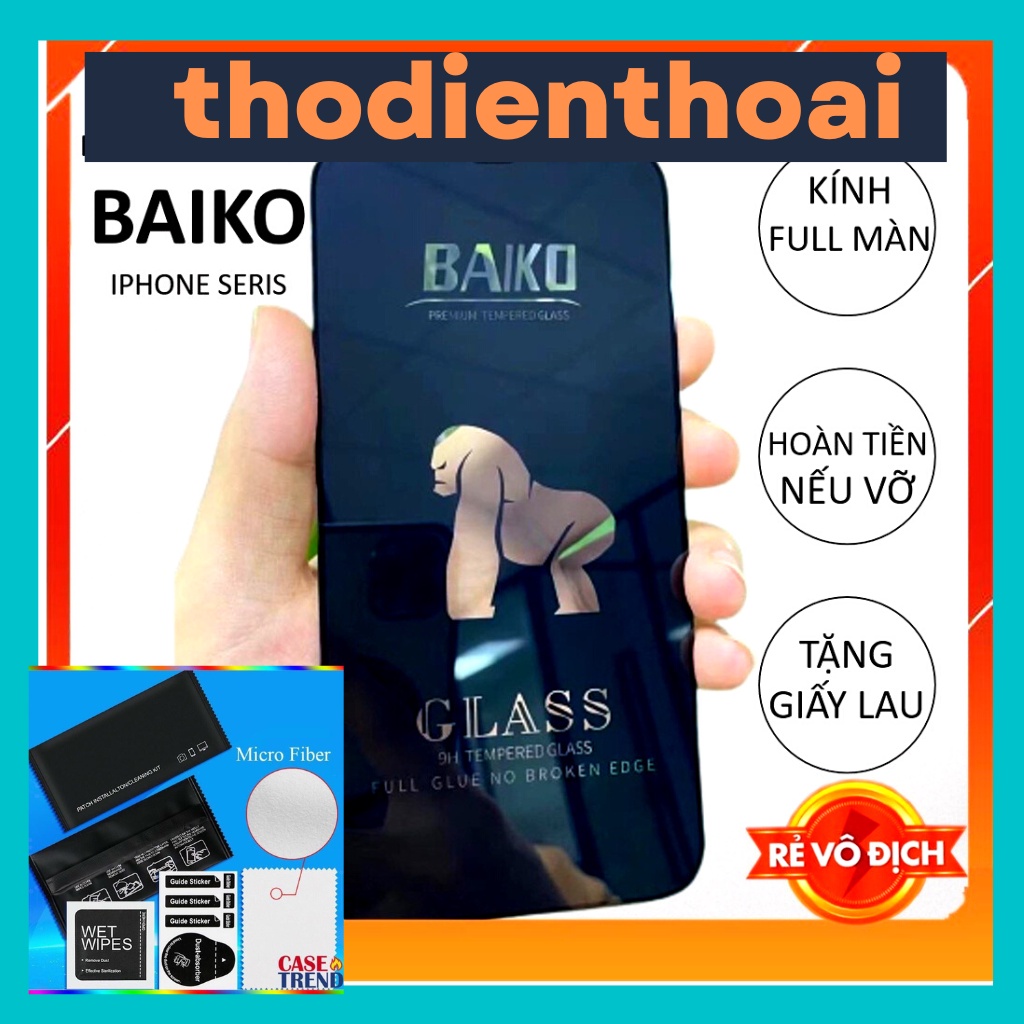 Cường Lực Full Màn BAIKO KINGKONG Dành Cho IP 6/6plus/6s/6splus/7/7plus/8/8plus/x/xs/11/12/13/pr