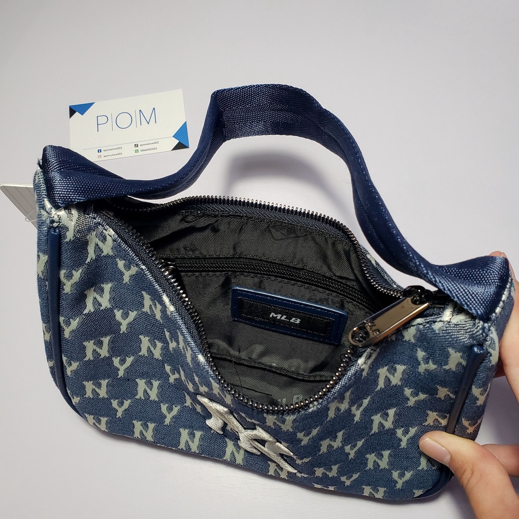 Túi kẹp nách NY túi xách nữ M.L.B NY Monogram Xanh Navy - Pom Store