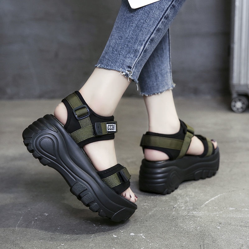 Giày Sandal Thể Thao Đế Xuồng Dày Phong Cách Hàn Quốc Thời Trang Mùa Hè Mới 2022 Cho Nữ