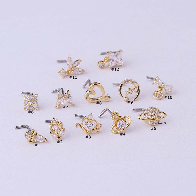 1 Khuyên Mũi Inox Đính Đá Zircon 20G