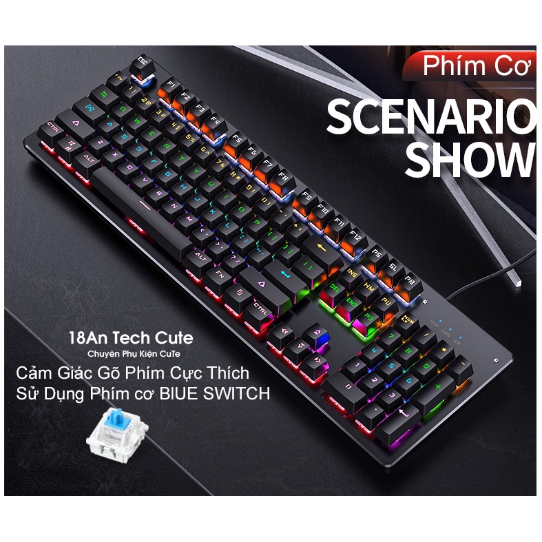 Bàn Phím Cơ, Bàn Phím Máy Tính Chơi Game H650 Có 10 Chế Độ Led RGB Khác Nhau Chiến Mọi Cuộc Game Trên Máy Tính PC