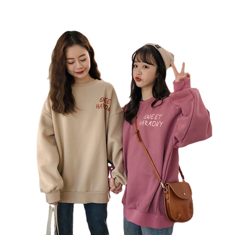 IELGY   Áo sweater Cổ Tròn Dáng Rộng Phong Cách Thời Trang Hàn Quốc Cho Nữ