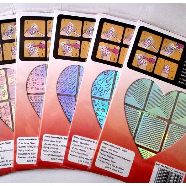 Khuôn hình dán sticker tạo kiểu sơn móng 1 set 12 cái với 4 kiểu