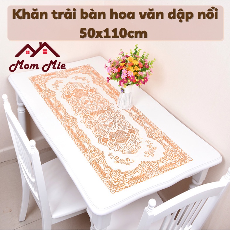 [50x110cm] Khăn trải bàn hoa văn dập nổi sang trọng nhiều mẫu - Màu vàng, bạc - A012