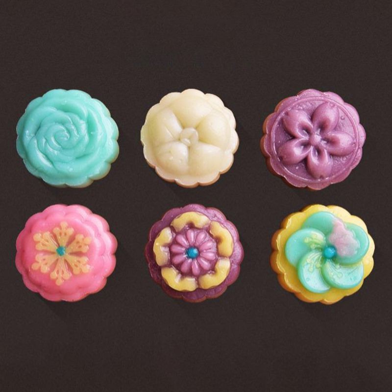 Bộ 6 Khuôn In Bánh Trung Thu Hình Hoa 3d 50g
