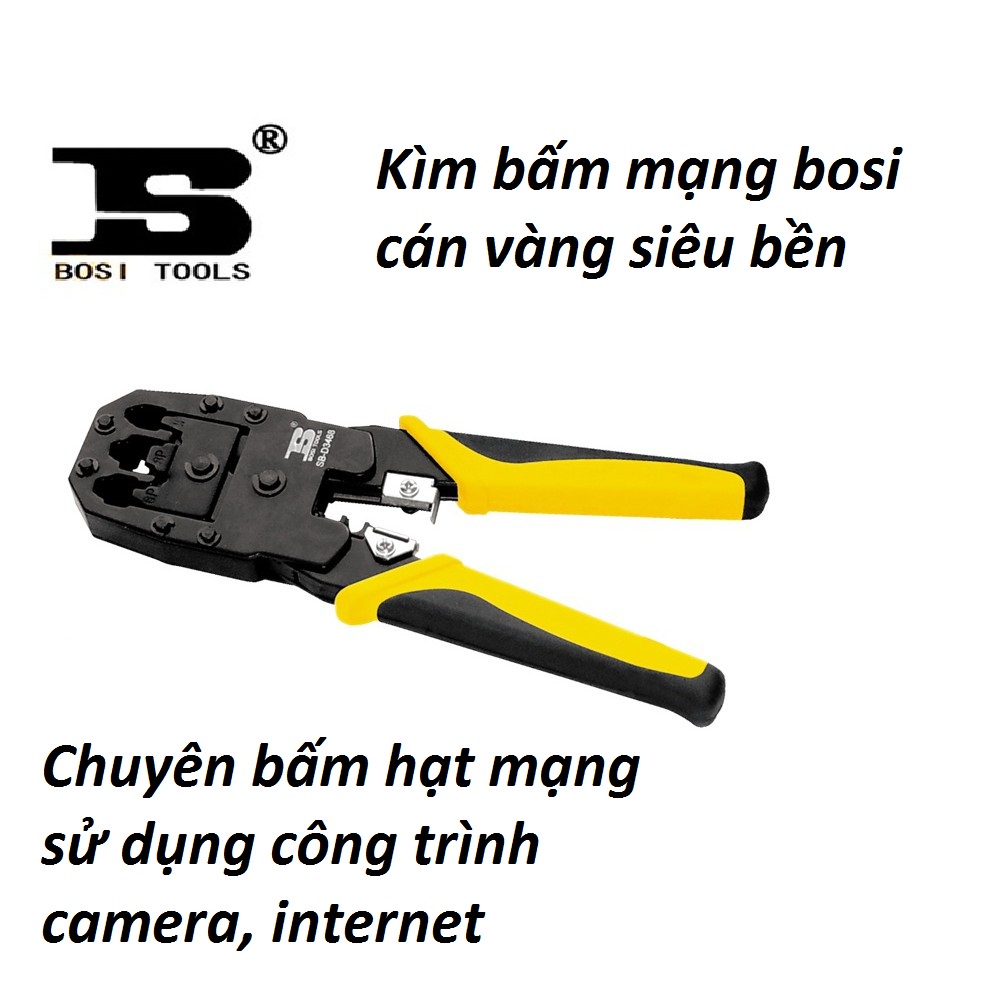Kìm bấm mạng đa năng Bosi cán vàng cực bền - Kìm bấm mạng bosi cán vàng