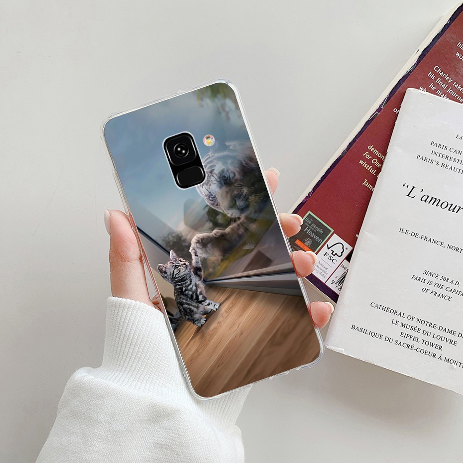 Samsung Galaxy A8 Plus 2018 A8+ Phone Case Soft TPU Silicone Clear Flower Cute Printing Case Cover