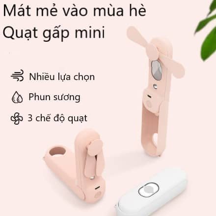 Quạt Cầm Tay Tích Hợp Phun Sương,Kiêm Sạc dự phòng - Gấp gọn mini