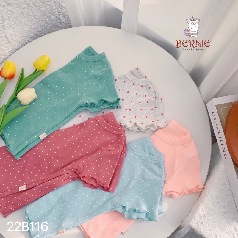 _Bộ cotton bèo chấm bi cho bé gái 7 đến 17kg