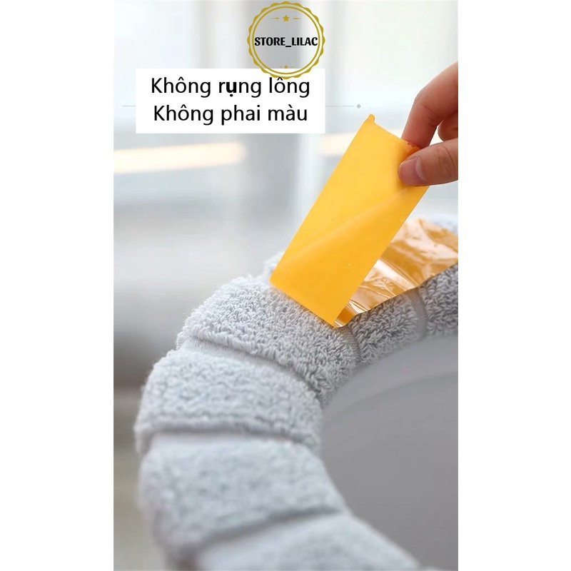 [KHÔNG RỤNG LÔNG-PHAI MÀU]Miếng lót bồn cầu nỉ kẻ vân nổi loại 1