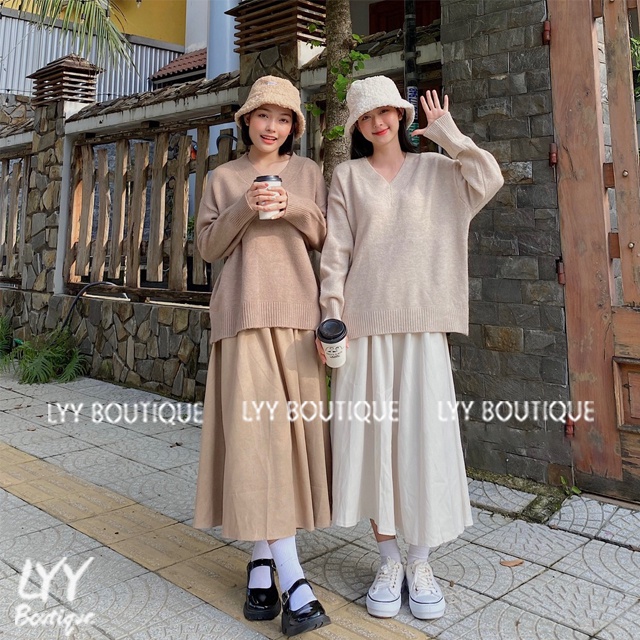 Chân Váy Xếp Ly Chất Nhung Tăm Dáng Váy Xòe Chữ A bo chun form dài hàng Quảng Châu LYY BOUTIQUE | BigBuy360 - bigbuy360.vn