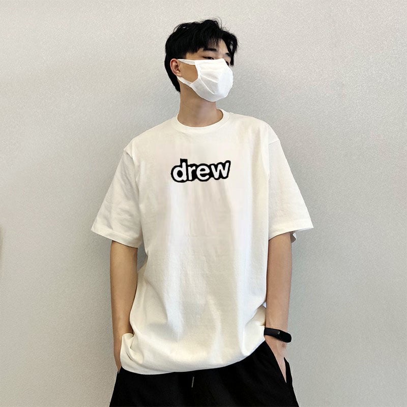 Áo thun tay lỡ chữ Drew House, áo phông 3158 form rộng unisex 100% cotton thông thoáng