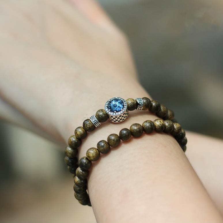 Vòng Trầm Hương Tự Nhiên trầm tích 12-14 năm phối đá Ngũ sắc hợp với từng mệnh size hạt 6mm 54 hạt | BigBuy360 - bigbuy360.vn