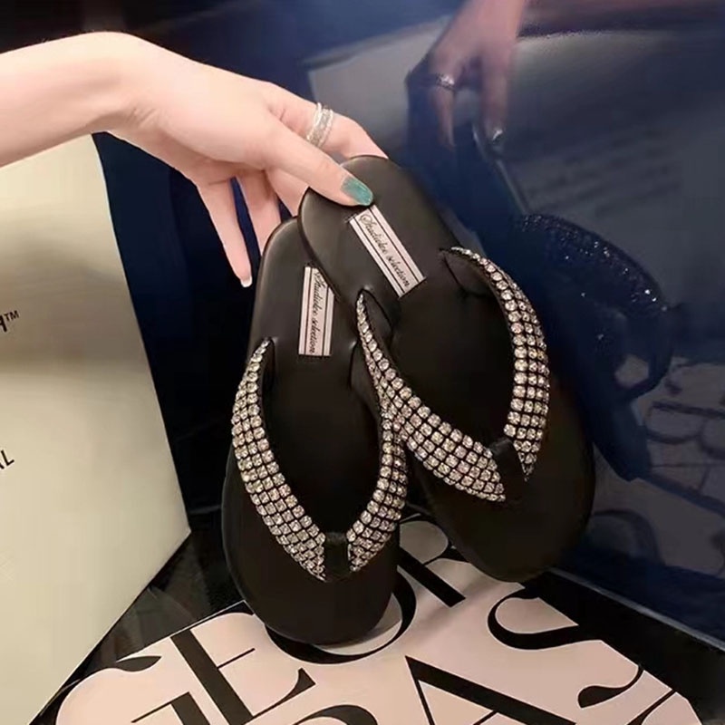 Dép đế bằng IELGY đính đá thời trang đơn giản cho nữ