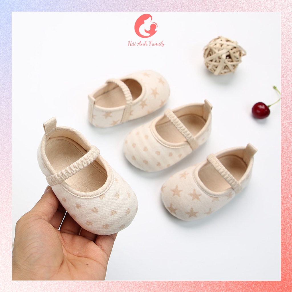 Giày tập đi cho bé chống trơn trượt, chất liệu cotton hữu cơ tự nhiên 100%