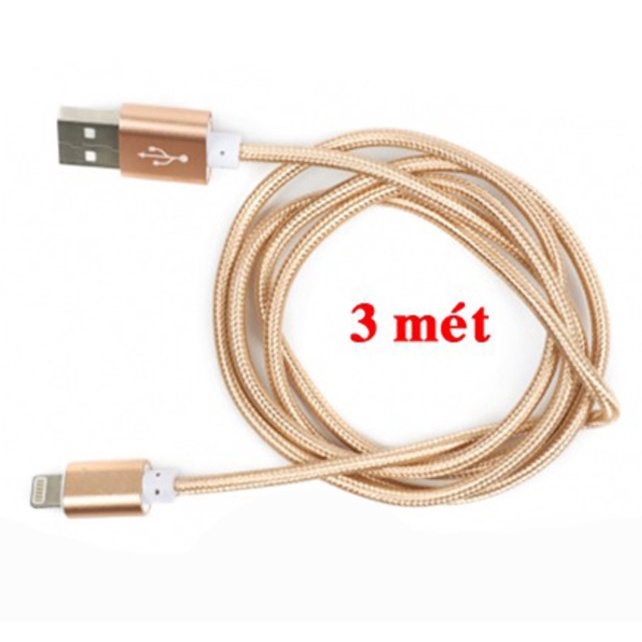 Dây Sạc Dài 3m Bọc Dù Siêu Bền dành cho iphone, samsung, oppo , xiaomi