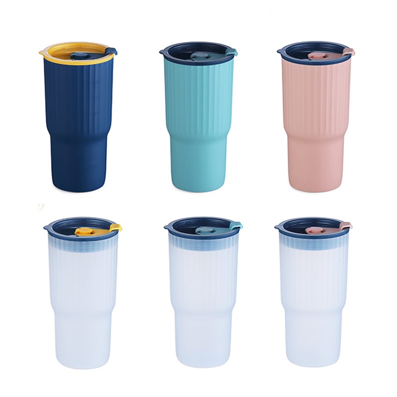 Cốc uống nước bằng nhựa có ống hút 650ml tiện dụng