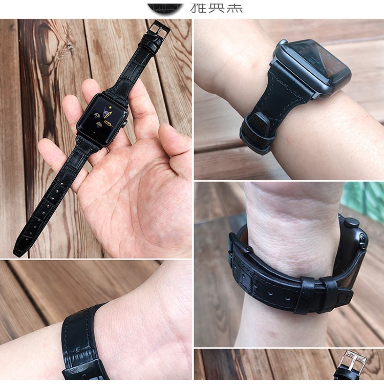 Dây Đeo Tay Bằng Da Cá Sấu 8 Màu Thời Trang Cho Đồng Hồ Thông Minh Apple Watch Series 6 5 3 4 2 Se Iwatch 38mm 40mm 42mm 44mm T500