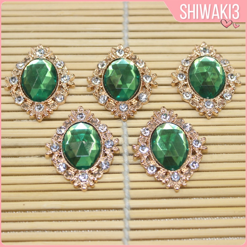 Set 10 Nút Thắt Lưng Dẹt Đính Đá Kim Cương Giả Màu Vàng Làm Đồ Thủ Công Đa Ứng Dụng