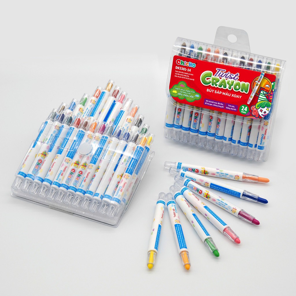 Bút Sáp Màu Duka - Twist Crayon 24 màu - Túi nhựa (SM-0348)