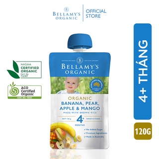 Hỗn Hợp Chuối, Lê, Táo, Xoài Hữu Cơ Xay Nhuyễn Bellamy's Organic