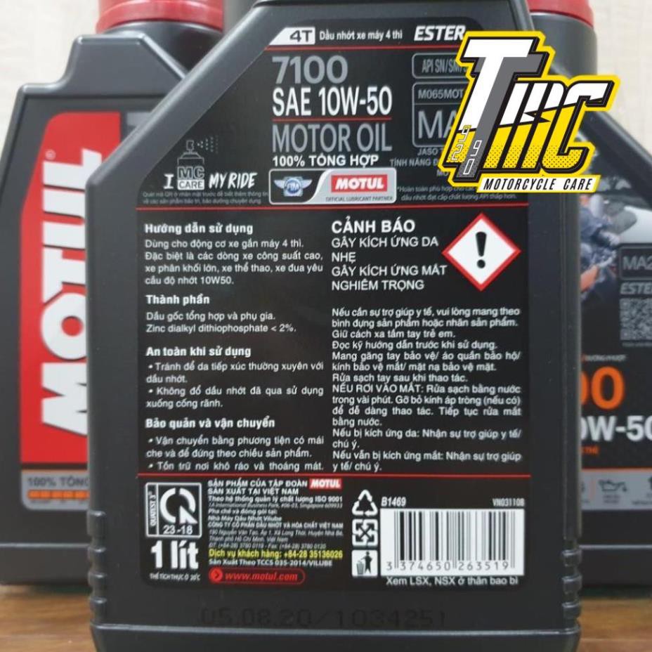 Nhớt Motul 7100 10W50, H-TECH 100 10W40 100% Tổng Hợp