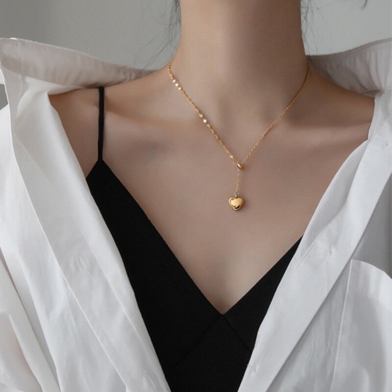 Vòng cổ thép titan mặt hình trái tim thời trang