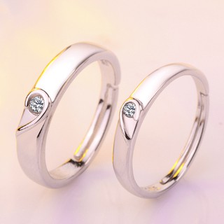 J024 Khâu nhẫn kim cương trái tim đôi nhẫn miễn phí kích thước nhẫn cưới Phụ kiện thời trang mạ bạc