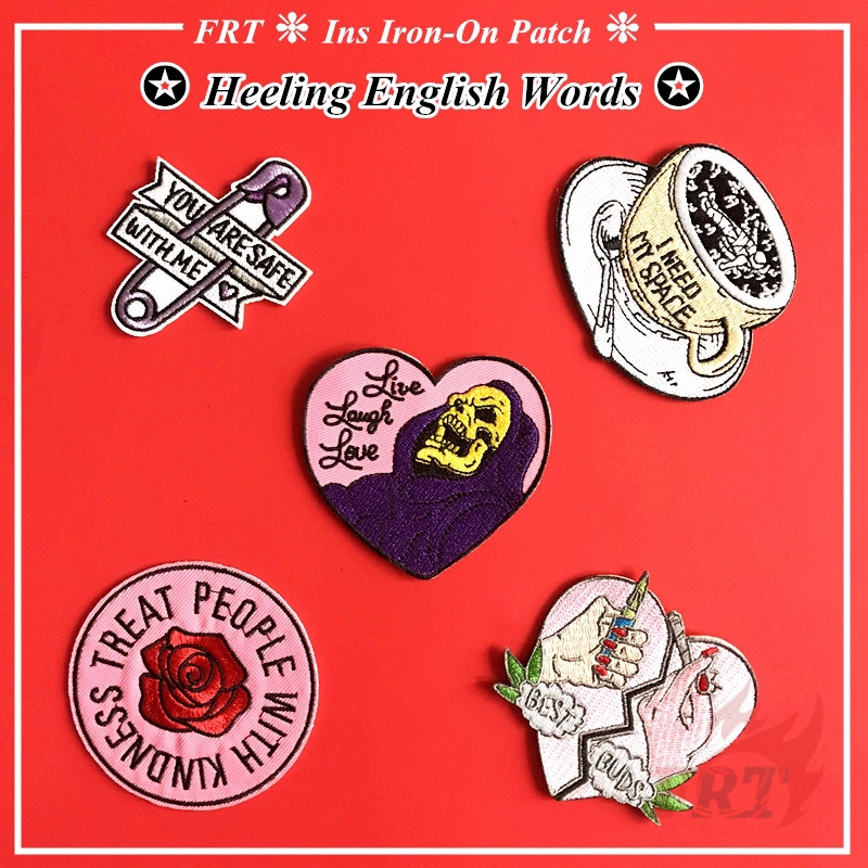 Set 1 / 5 Miếng Vá Quần Áo Hình Chữ Tiếng Anh