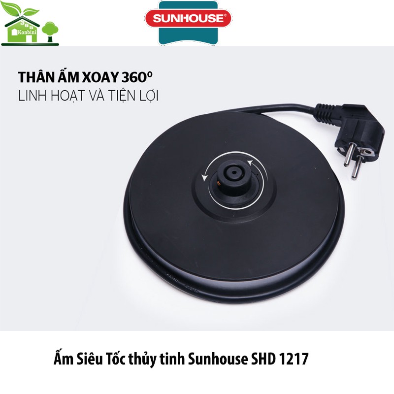 Ấm Siêu Tốc thủy tinh Sunhouse SHD 1217