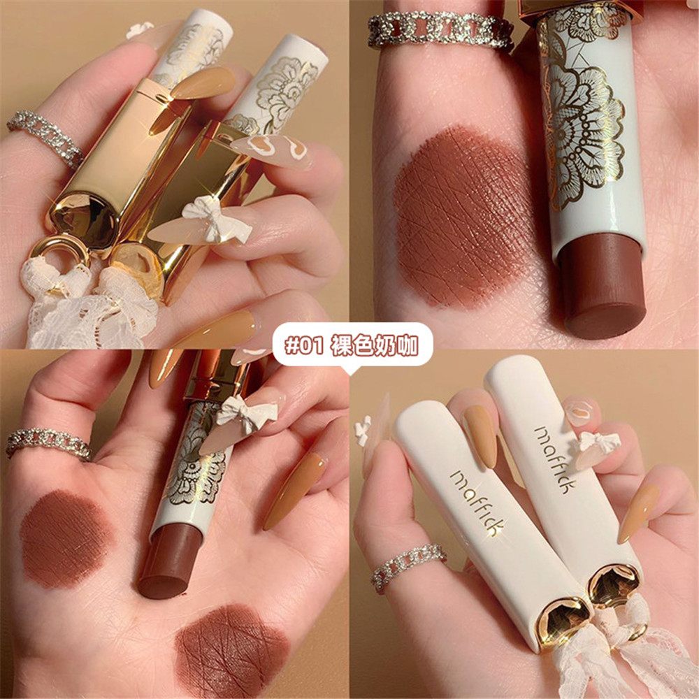 6 màu Son môi Hàn Quốc Sẵn sàng Stock Light Matte Lip Balm Bền Trắng với Ren Phổ biến Học sinh Trang điểm Làm đẹp