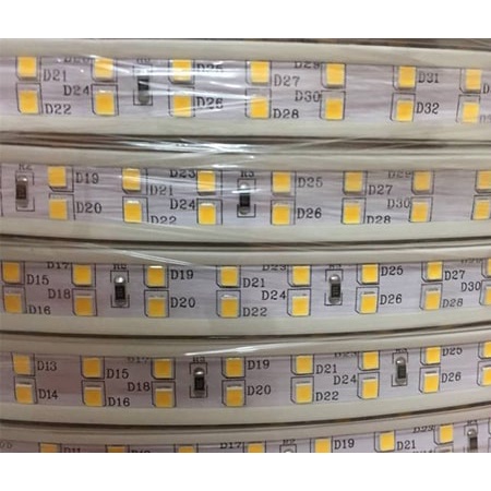Dây led đôi màu vàng 2835 mạch led sợi đồng bọc vỏ nhựa silicon dẻo - cắt theo m