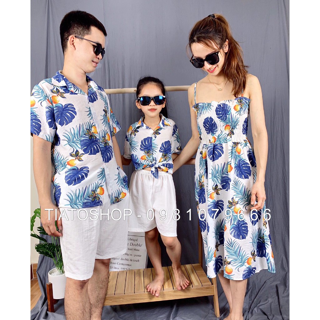 Đồng phục gia đình, áo gia đình tại Hà Nội, Thanh hoá, set váy áo đôi đi biển