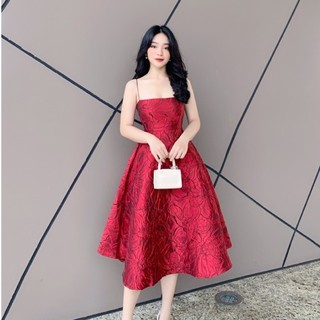 [Mã FATHANG5 giảm 10K đơn 50K] Váy đầm 2 dây xòe vân nổi V634 KYMIE