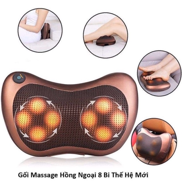 Gối Massage hồng ngoại 8 bi thế hệ mới