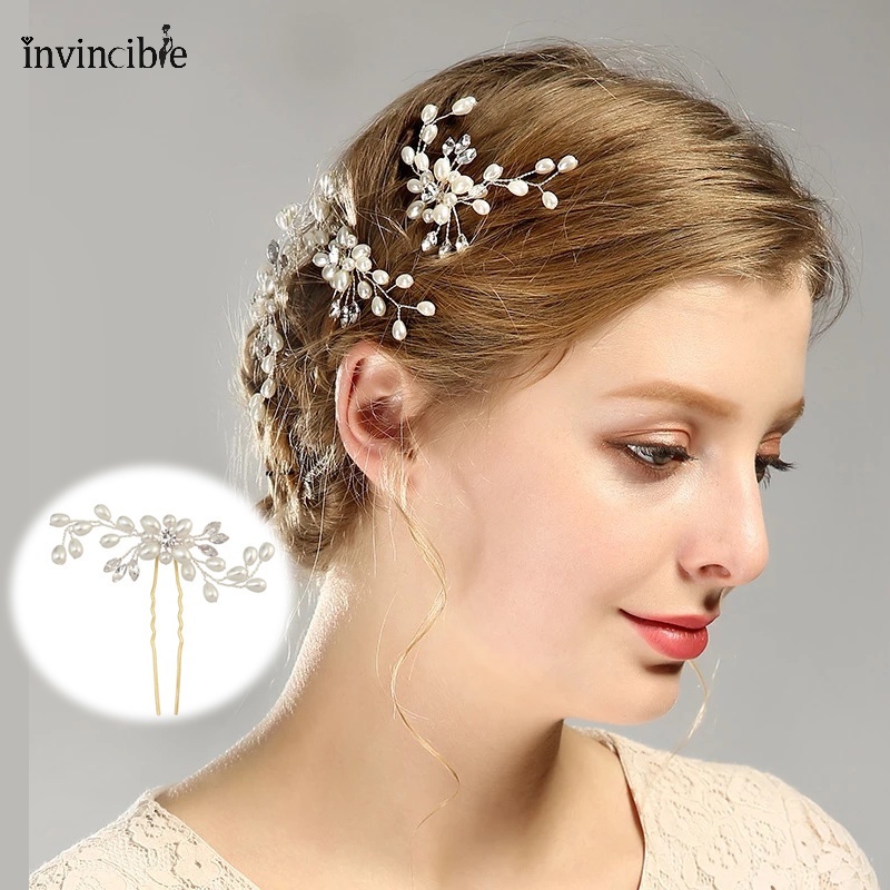 Rhinestones Gold Silver Hair Pins/ Women Crystal Headpiece Hair Clips