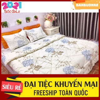 Sỉ bộ chăn phao ga gối 1m8 poly mẫu cúc trắng