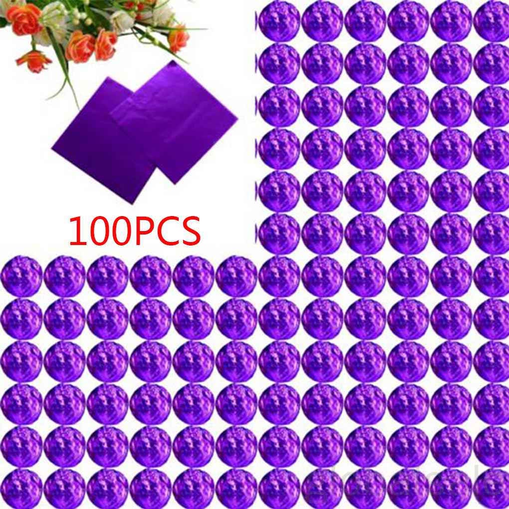 Set 100 giấy nhôm hình vuông nhiều màu sắc gói kẹo socola