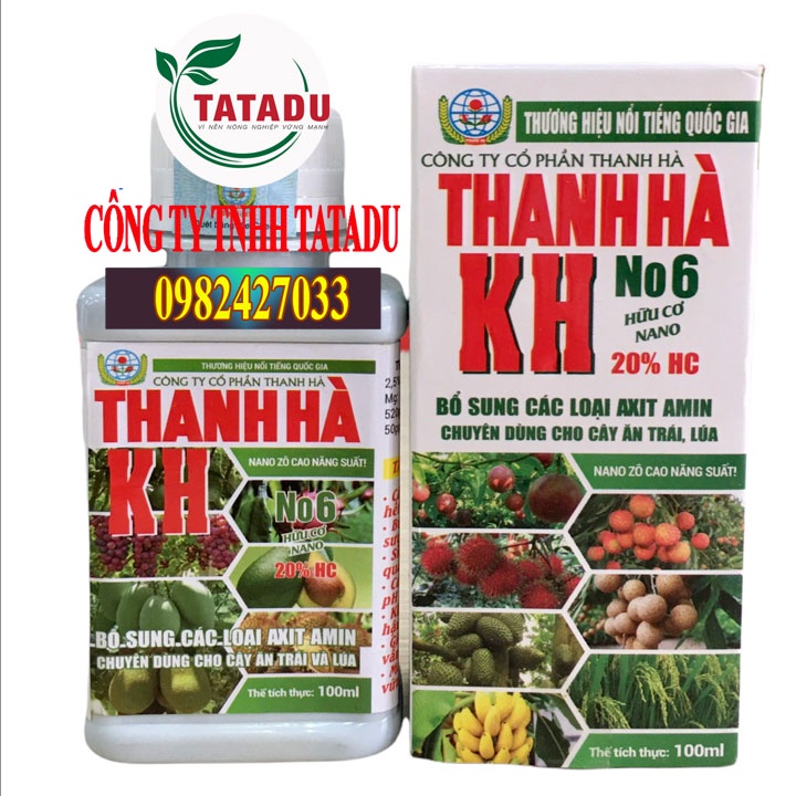 KH No6 THANH HÀ – PHÂN BÓN HỮU CƠ NANO BỔ SUNG CÁC LOẠI AXIT AMIN, CHUYÊN DÙNG CHO CÂY ĂN TRÁI, LÚA CHAI 100ML